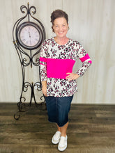 Marissa Animal Print Top- Hot Pink