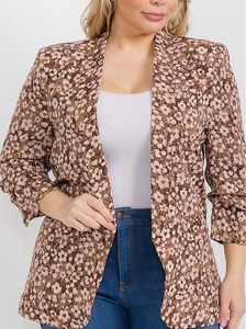 Brown Floral Blazer- Regular & Plus