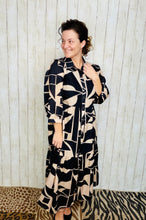 Mallory Abstract Dress- Black & Ivory