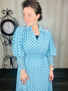 Vintage & Polkadot Dress- Blue or Mauve