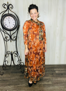 Orange & Floral Sequin Overlay Dress