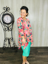 Floral & Coral Sharkbite Tunic