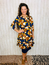 Navy & Camel Geometric Tunic