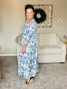 Tonya Marie Tiered Dress-Blue & Pink Dreams