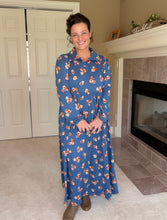Kaylee Collared Blue & Rust Dress