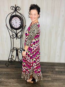 Michella Pink Geometric & Leopard Dress