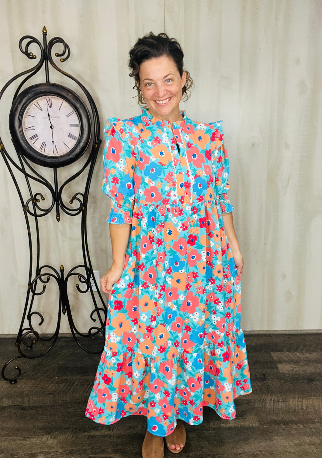 Juliet Teal & Floral Dress