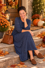 Missy Striped Dress- Navy