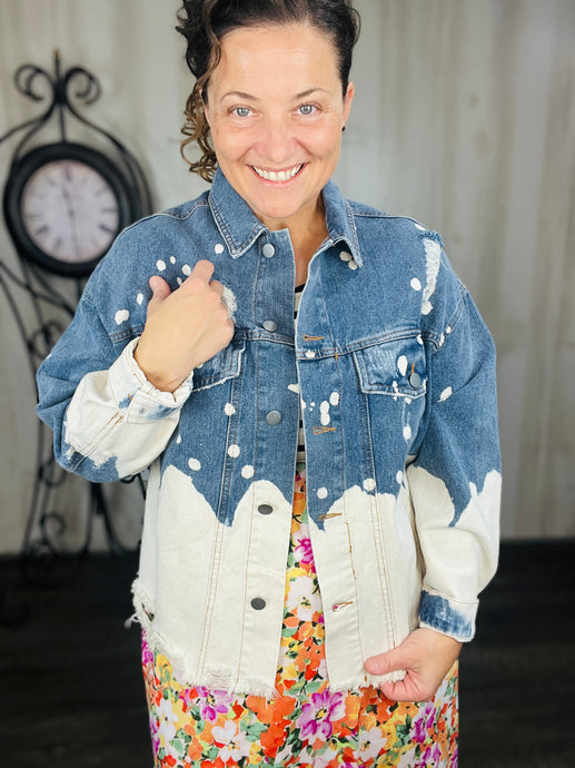 Distressed Bleached Denim Jacket