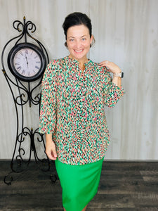 Valarie Green & Coral Top