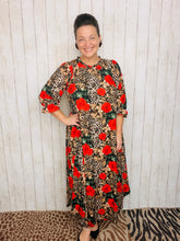 Power On The Day Dress-Leopard & Red Roses