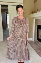 Tonya Marie Ruffled Tiered Dress- Brown & Rust