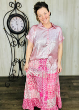 Metallic Short Sleeve Buttons Shirt-Pink or Rose Red
