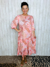 Cassie Marie Tiered Boho Style Dress-Peach Patchwork