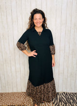 Black & Leopard Textured Dress