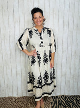 Tara Cream & Black Abstract Print Dress