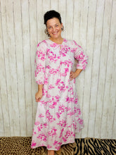 Cassie Tiered Boho Style Dress-Pink Toile