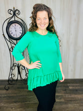 Maggie Double Ruffle High-Low Tunic-Green