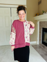 Gina Burgundy & Taupe Knit Pullover