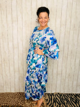 Juliet Ruffle Dress-Blue Floral