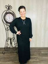 Sophia Sweatshirt Dress-Black Ribbed