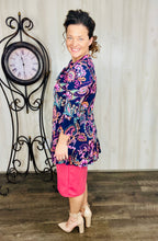 Jasmine Bow & Ruffle Tunic- Purple Paisley