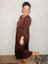 Tonya Marie Tiered Dress- Midi Length-Brown