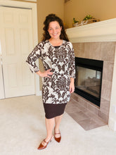 Brown Paisley Print 3/4 Sleeve Tunic