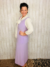 Becky Bow & Honeycomb Dress- Lilac & Ivory