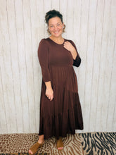 Tonya Marie Tiered Dress- Midi Length-Brown