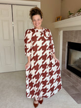 Power On The Day Dress-Brown Houndstooth
