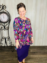 Samantha Ruffle High-Low Tunic-Purple Tapestry