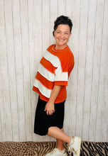 French Terry Striped Top- Orange