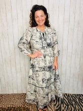 Molly Landscape Print Dress- Black & White