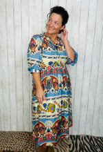 Larissa Blue Border Print Mix Dress