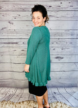 Samantha Ruffle High Low Tunic-Ribbed Green