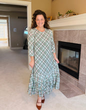 Green & Brown Plaid Dreams Ruffle Hem Dress