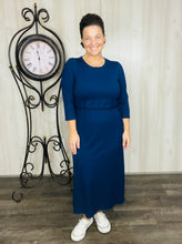 Ribbed Lounge Dress- Navy