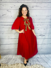 Sonja Leopard Bow Dress-Red
