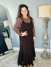 Brown Houndstooth Mesh Layering Style Top