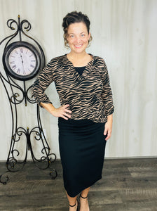 Mariah Brown Animal Print Top