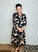 Mallory Abstract Dress- Black & Ivory