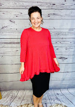 Samantha Ruffle High Low Tunic-Ribbed Red