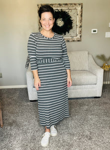 Ribbed Lounge Dress- Charcoal