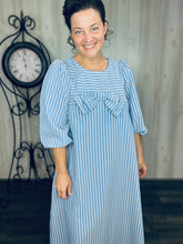 Mandy Pinstripe & Bow Dress- Chambray