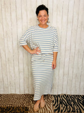 Marissa Ribbed Skirt- Blue Striped