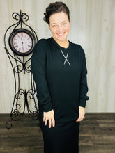 Sophia Sweatshirt Dress-Black Ribbed