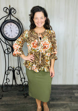 Lillian Bow Front Tunic Top- Brown Rust