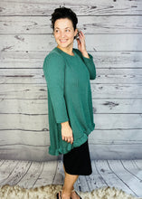 Samantha Ruffle High Low Tunic-Ribbed Green