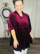 Velvet & Rhinestone Tunic- Teal Green, Plum, or Black